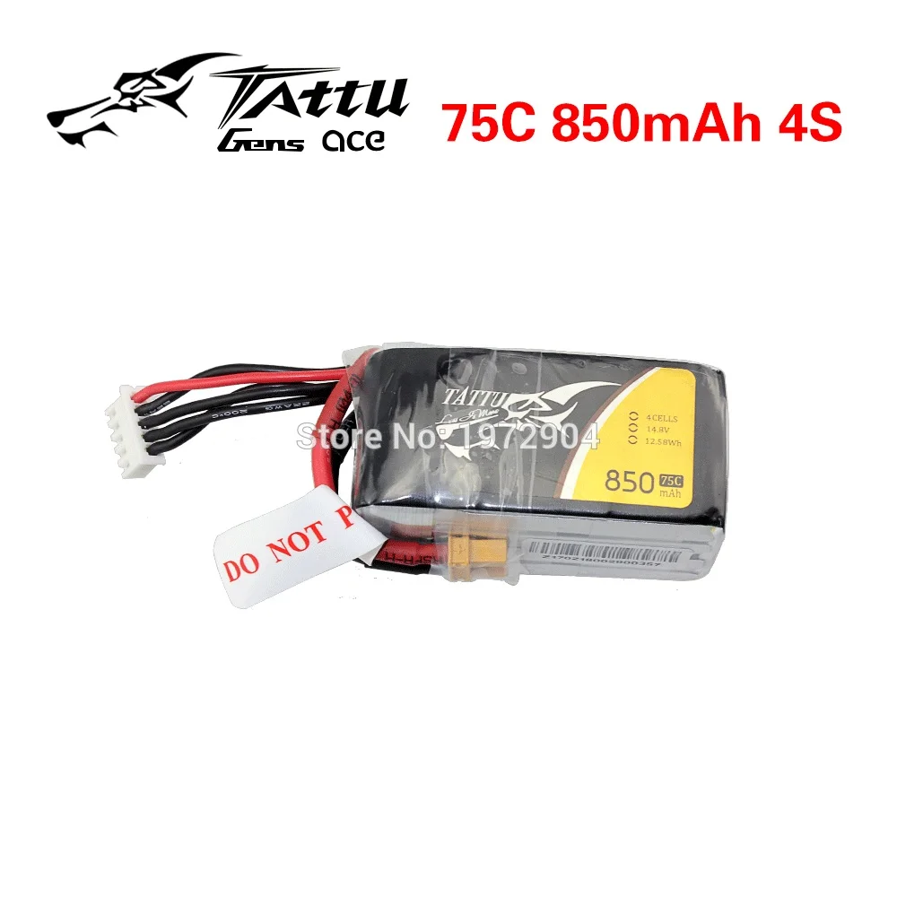 Литий-полимерный аккумулятор tattu 4S 850mAh 14,8 V 75C Lipo аккумулятор с разъемом XT30