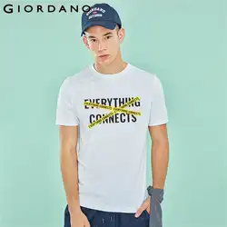 Giordano Мужская футболка мужская футболка с принтом графическая Футболка мужская ребристая круглая горловина летняя Camisetas Hombre мягкая ткань