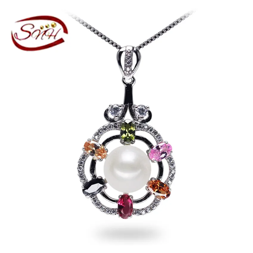 

SNH 100% Natural Pearl Pendant For Women Necklace 925 Sterling Silver Freshwater Pearl Jewelry