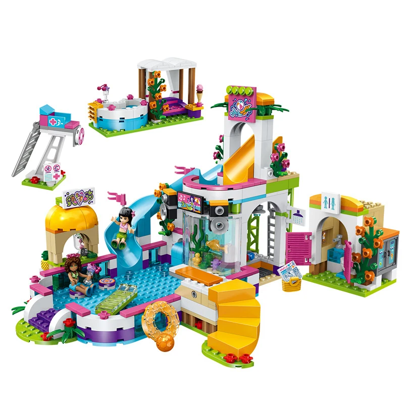 

Girl Series Summer Pool Heart Lake City Building Blocks Compatible Legoings Friends Doll Figure Toys For Girls Holiday Gift