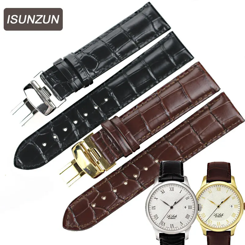 ISUNZUN мужской ремешок для часов Tissot 1853 T41 Locke PRC200 T461 T17 черный кожаный аксессуары