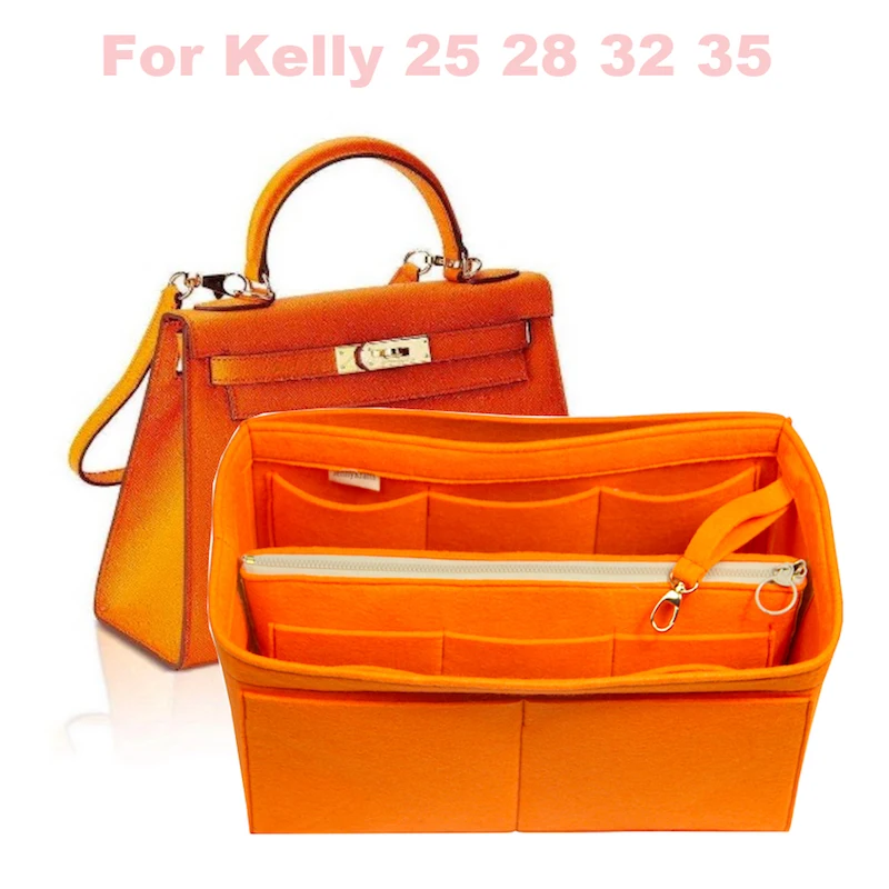 

For Kell(y 25, 28, 32, 35)Basic Style Bag and Purse Organizer w/Detachable Zip Pocket-3MM Premium Felt (Handmade/20 Colors)
