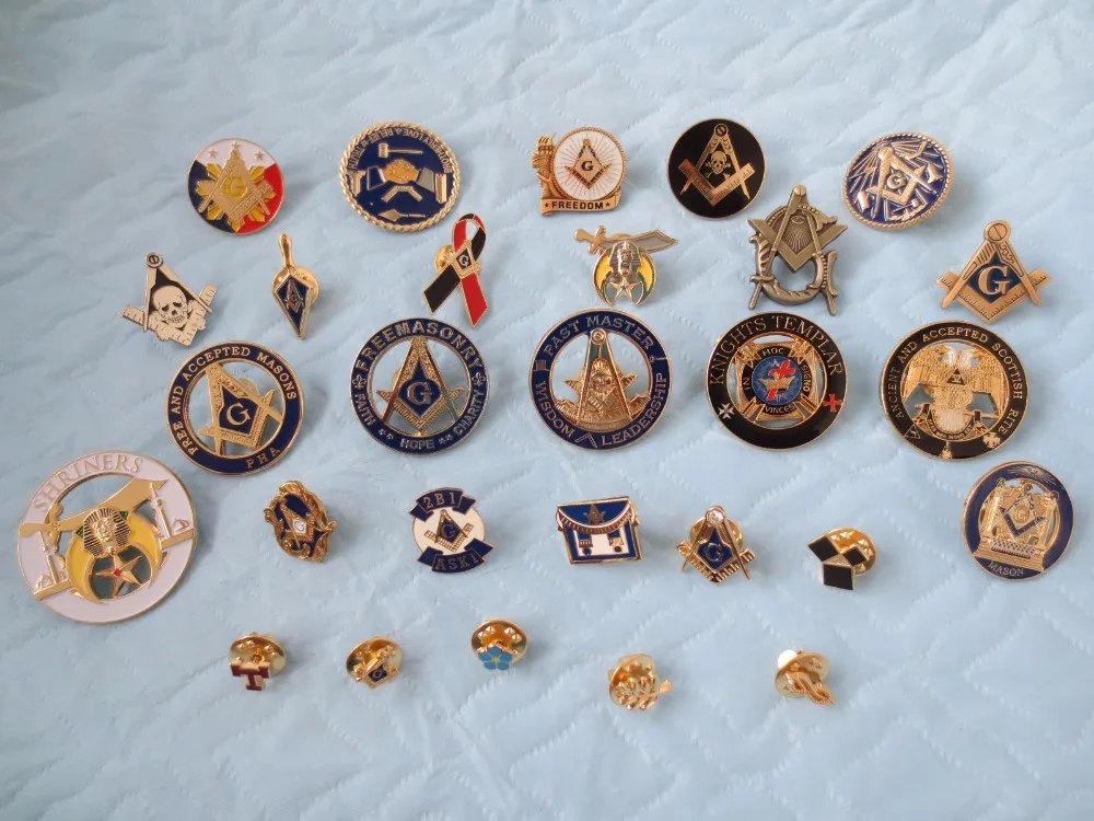 

wholesale 28 different style of Masonic Lapel Pins Badge Mason Freemason size is from 0.6cm to 3.2cm