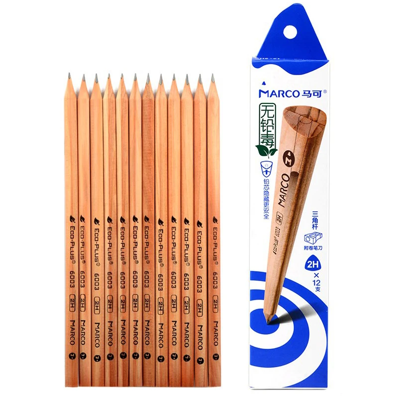 

Marco Standard Pencil D6003/6004E Series Sketching Pencil Set Triangle Pen Body Wooden Lead Pencils for Office & School Supplies