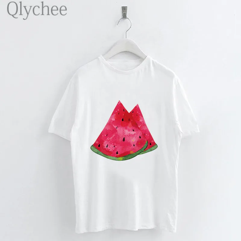 Qlychee летние женские футболки с принтом фруктового Фруктового мороженого