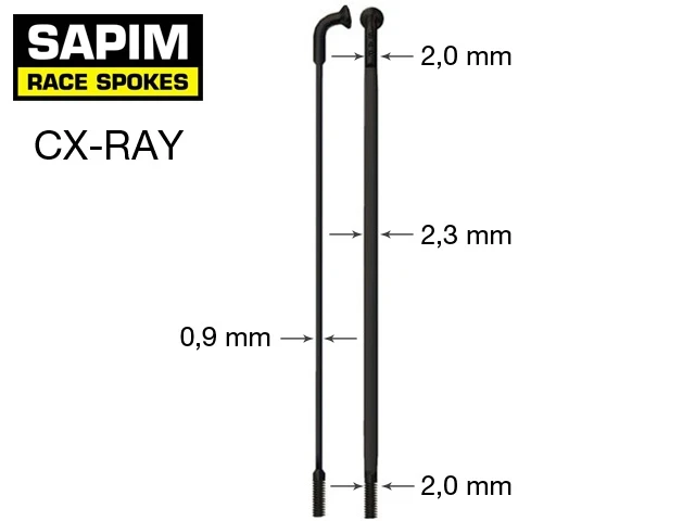 Sapim CX-Ray Bladed Straight Pull Bladed Straight Pull 300mm Black Spoke,