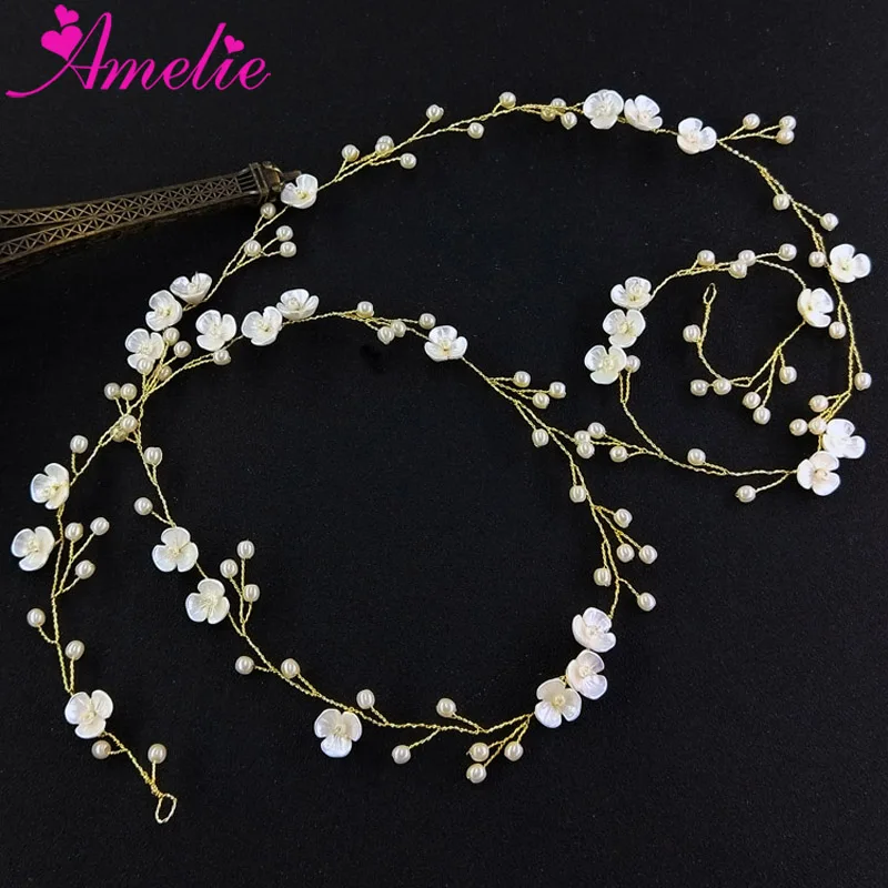 

Wedding Hair Ornaments Enchanted Floral and Pearl Bridal Extra Long Hair Vine Dancing Headband Baby's Breath Vine Headpiece