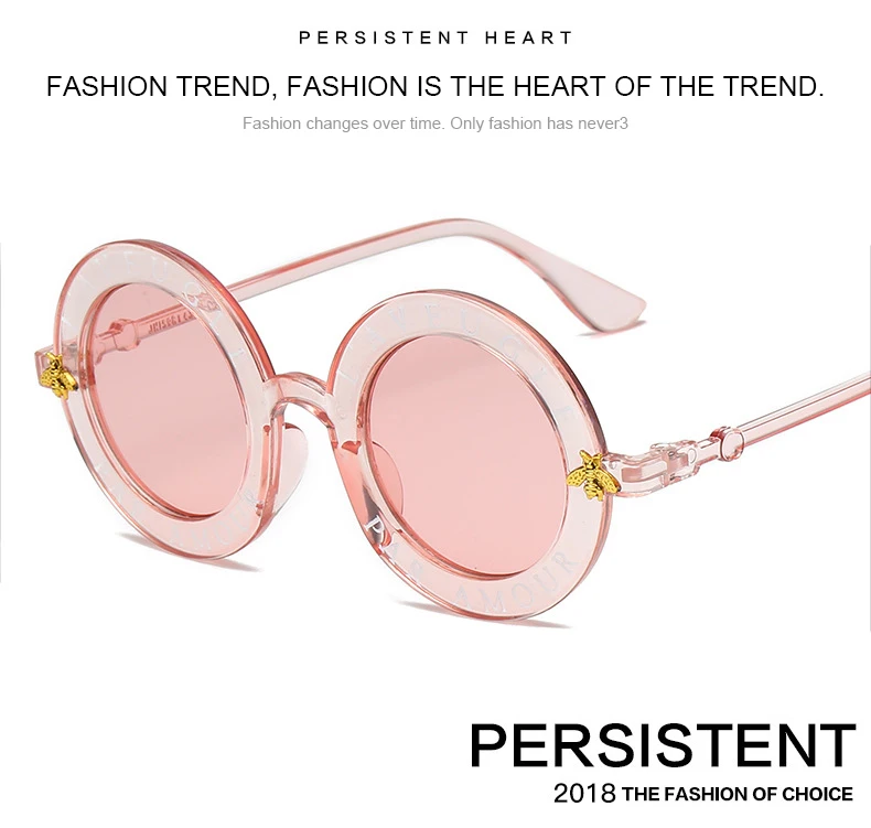 Retro Round Sunglasses English Letters Little Bee Men Women Brand Glasses Designer Fashion Male Female Eyewear1 (2)