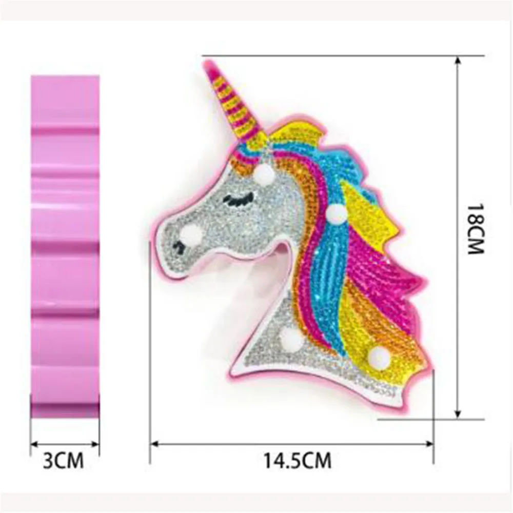 Значки Единорог Сделай Сам алмазная живопись Dotz полный дрель светодиодный ночной Светильник декоративное украшение из светодиодов Батарея домашний декор s
