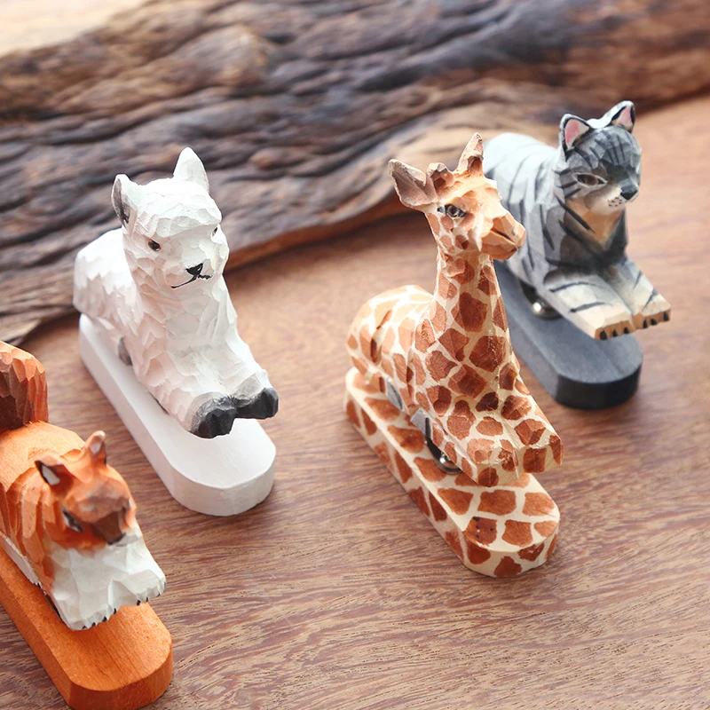 1pcs wood Staple Manual Mini AnimalStapler Set Paper