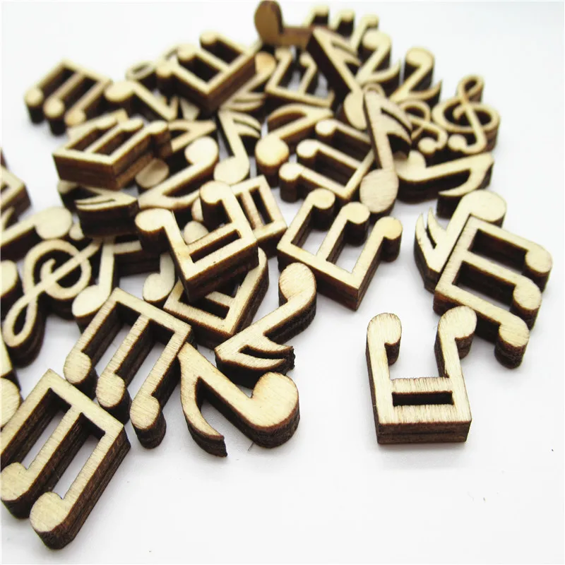 50/100pcs 15mm Natural Mixed engraved notes pattern pattern wood Scrapbooking Handmade Carft for Home decoration diy Q31