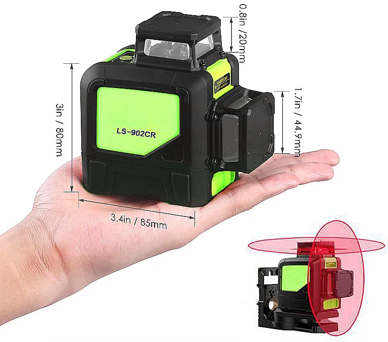 Laser Level 360 Rotary Cross Self Leveling 3D 8 Lines Vertical