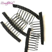 Beautywish 7 Зубы черный парик гребень с полиэстер ткань парик Интимные аксессуары волосы парик Расчёски и гребни для волос 10 шт. черный Кружево парик зажимы