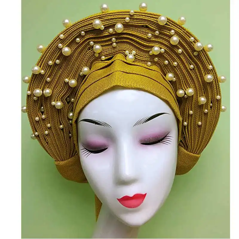as picture Африканские бусины новая мода авто ASO OKE gele Мода Африканский головной убор красивая лучшая цена asooke нигерийские женщины любят - Цвет: as picture