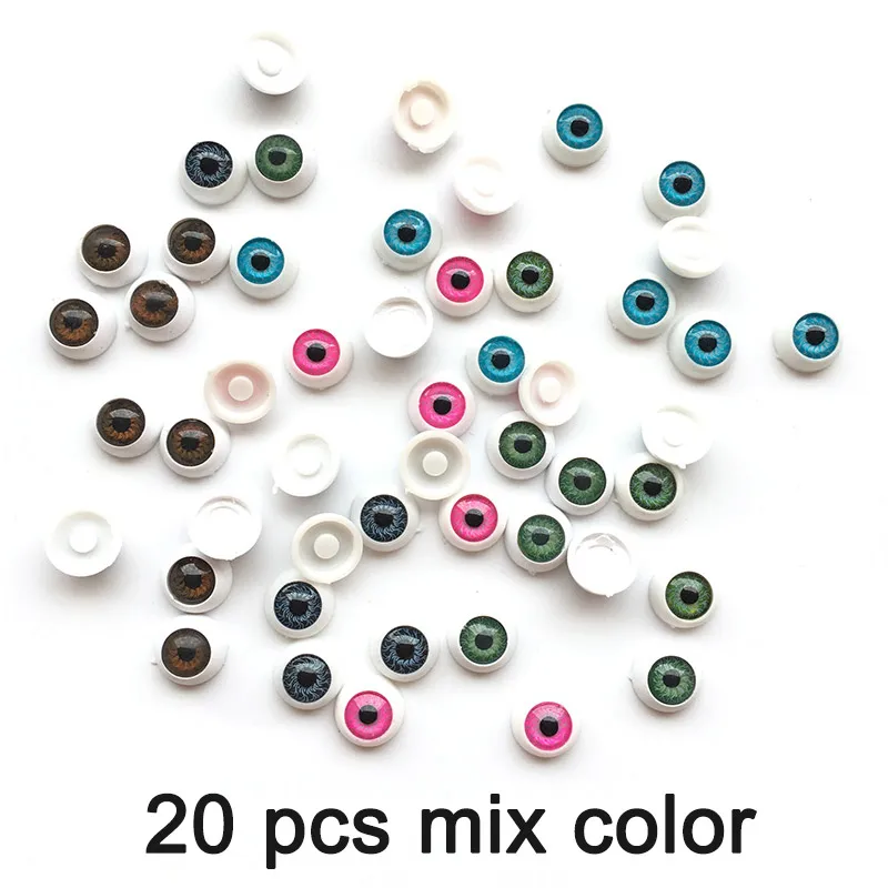 20pcs/lot 12mm Doll Eyeballs Round Acrylic Eyes for DIY Doll Bear Crafts Mix Color Plastic Dolls EyeBall Eye Accessories 8
