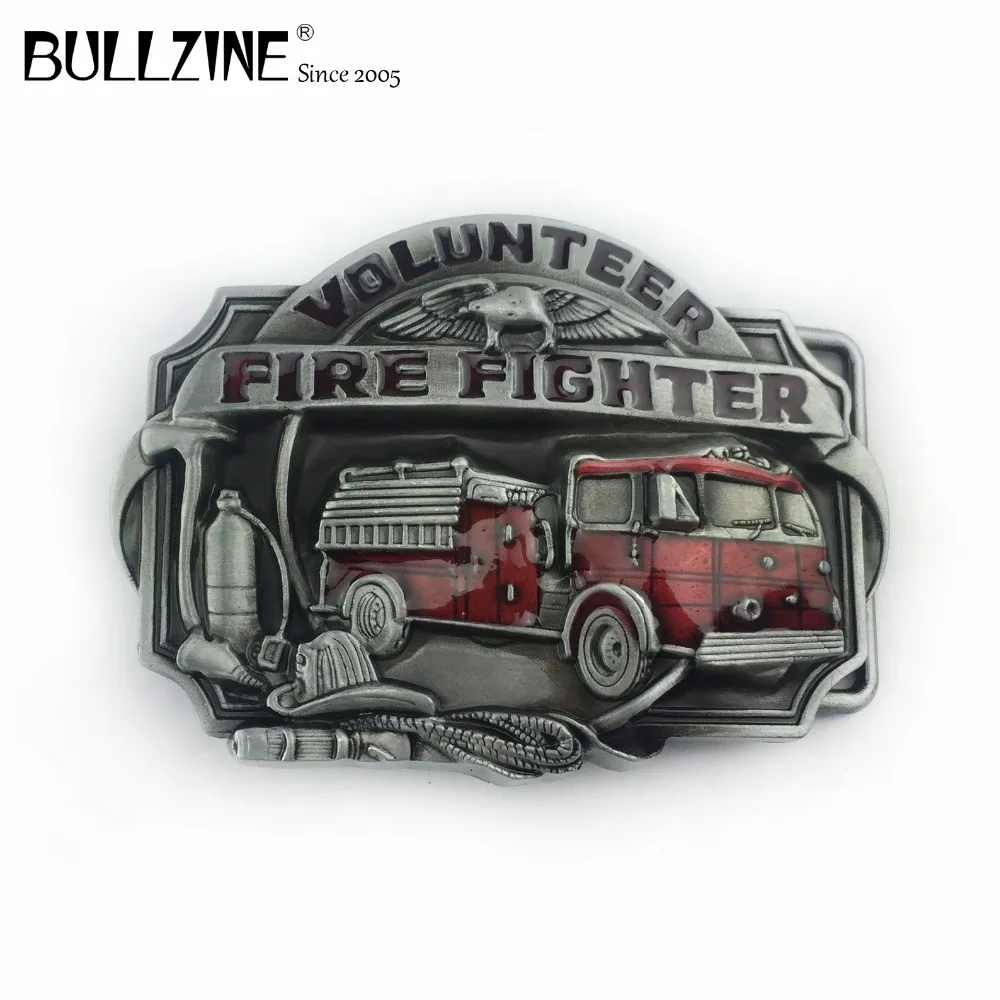 

Bullzine Fire fighter cowboy jeans gift belt buckle with pewter finish FP-02720-2 suitable for 4cm width belt drop shipping