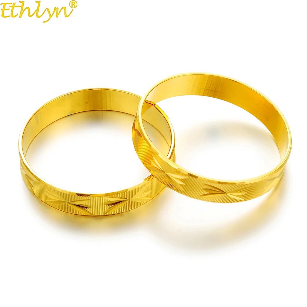 

Ethlyn 2pcs/lot Turkish/Tunisia/Arab Thick Gold Color Baby Kids Fixed Size Bangles Bracelet Children Jewelry Accessories B139