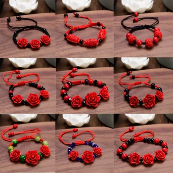 

scenic temple fair shop celebrates gifts Lacquered cinnabar rose flower bracelet