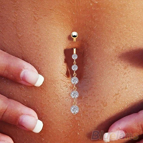 5PCS Long Dangle Navel Belly Ring Piercing Surgical Steel font b Body b font font b
