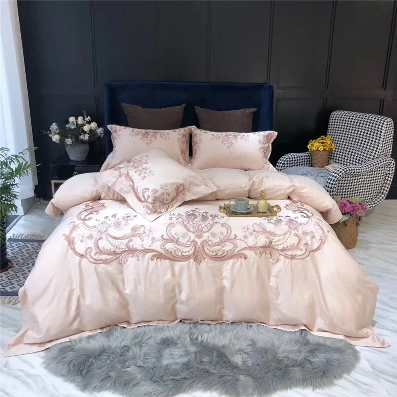 

Luxury European Style 100S Egyptian Cotton Royal Embroidery Palace Bedding Set Duvet Cover Bed sheet Bed Linen Pillowcases 4pcs
