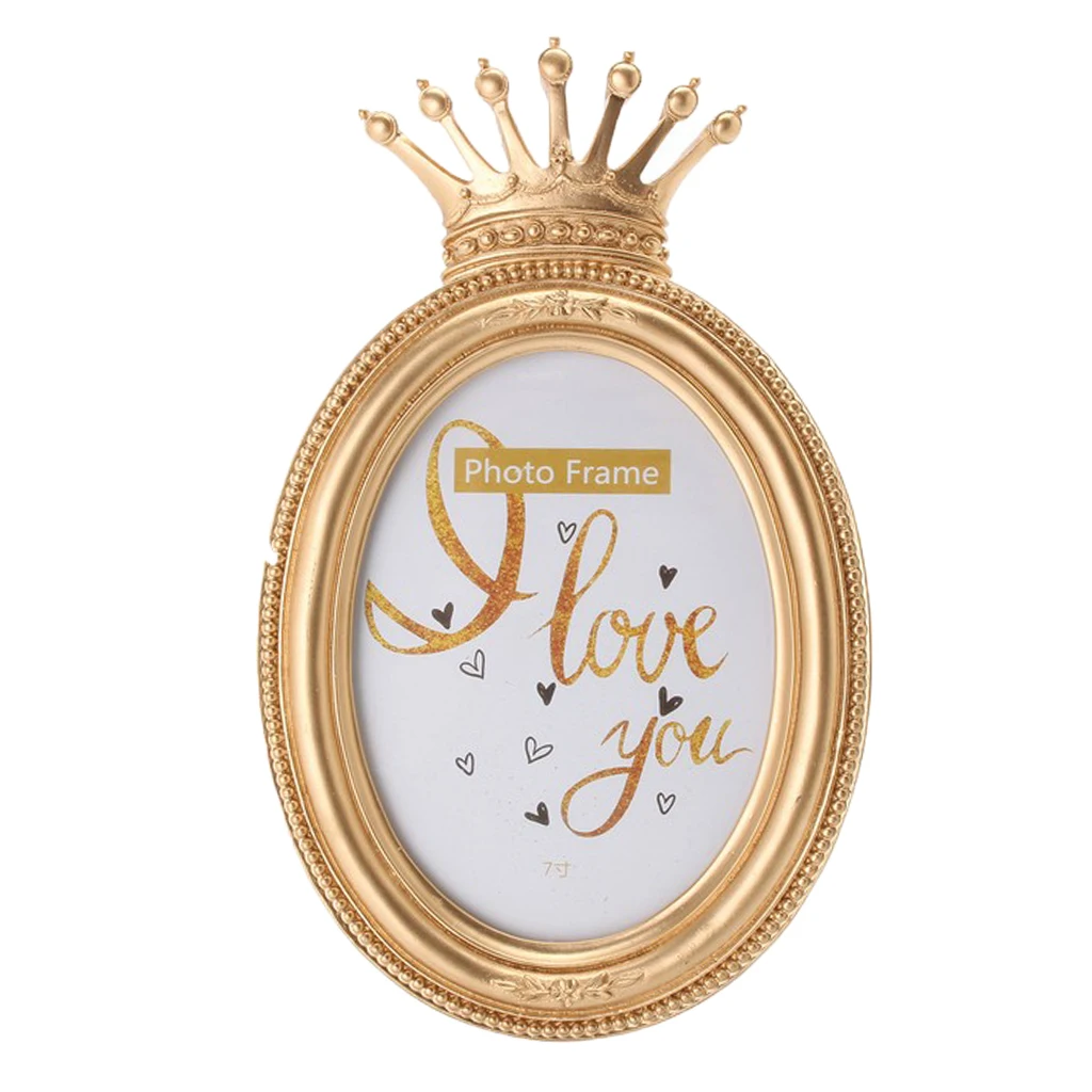 

Luxury Nordic Gold Crown Decor Resin Picture Tabletop Photo Frame #3 7inch