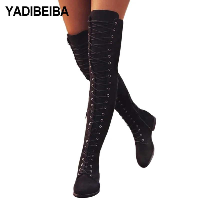 

2019 New Women Boots Sexy Fashion Over The Knee Boots Sexy Square Heel Women Shoes Platform Women's Boots Plus Size 34-43