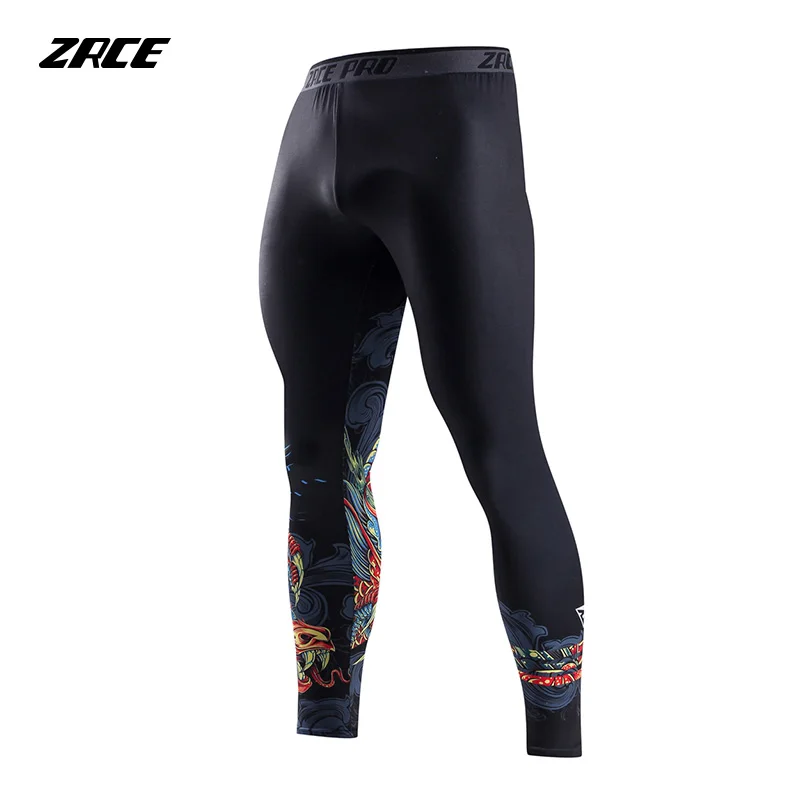 Zrce 3D китайские с рисунком дракона плотные штаны дышащие быстросохнущие высокая эластичность анти-пиллинг мужские брюки спортивные штаны для бега - Цвет: JSK15