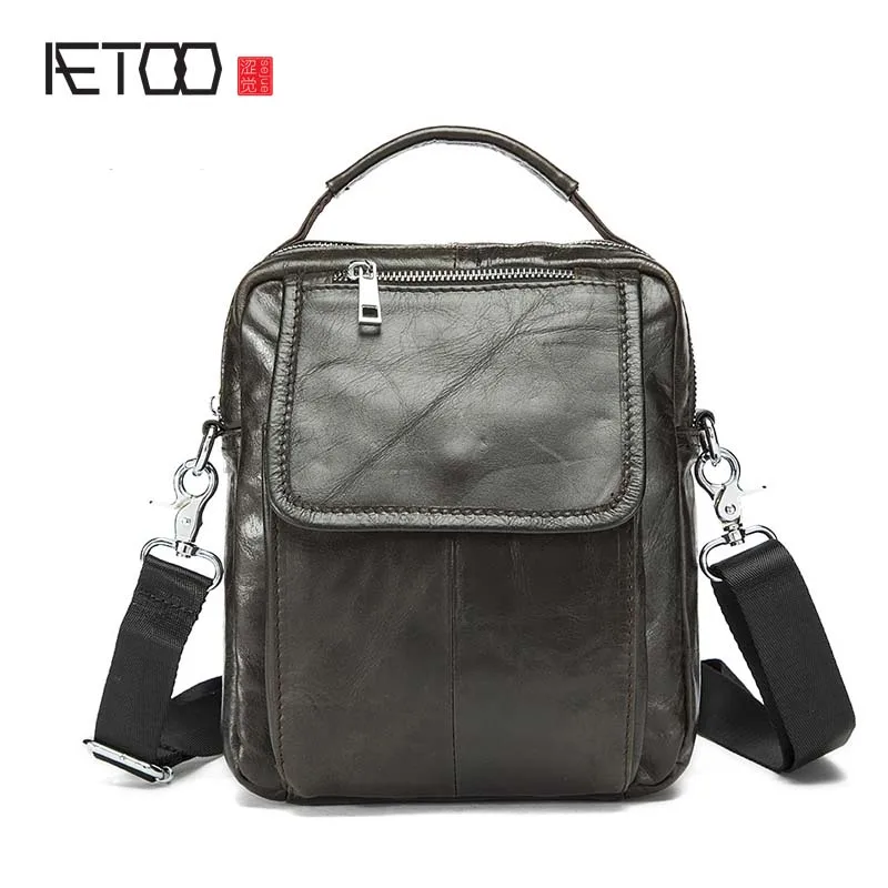 AETOO Men 's leather bag retro leisure shoulder bag men' s first layer of leather zipper Messenger bag vertical цена AETOO Men 's leather bag retro leisure shoulder bag men' s first layer of leather zipper Messenger bag vertical цены онлайн