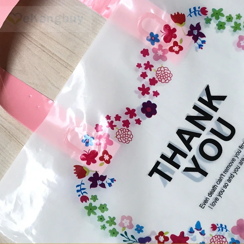 Pink Garland #Thank You Handmade Wedding Party Favor Self-Adhesive Plastic Bags 