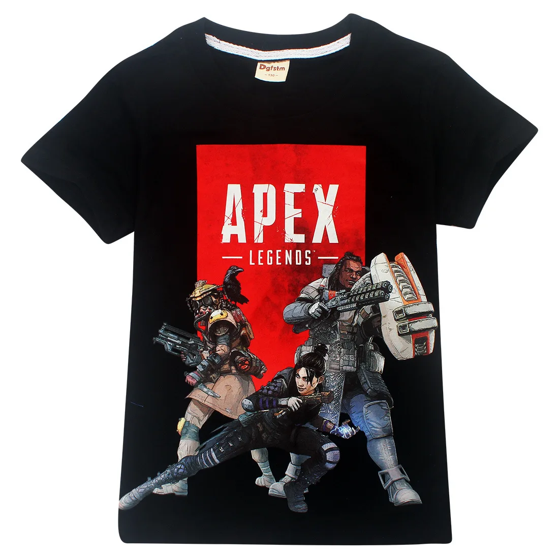 Коллекция года, красный топ, короткая футболка с героями игры Apex Legends детская повседневная одежда футболка из хлопка для мальчиков и подростков одежда для маленьких девочек+ Кепка - Цвет: t8435black