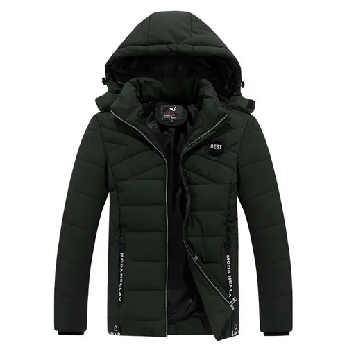 TLZC, осенние мужские теплые пальто с хлопковой подкладкой, Мужская утолщенная куртка с капюшоном размера плюс L-4XL,, зимние мужские ветровки, ветрозащитные - Цвет: Green Grey