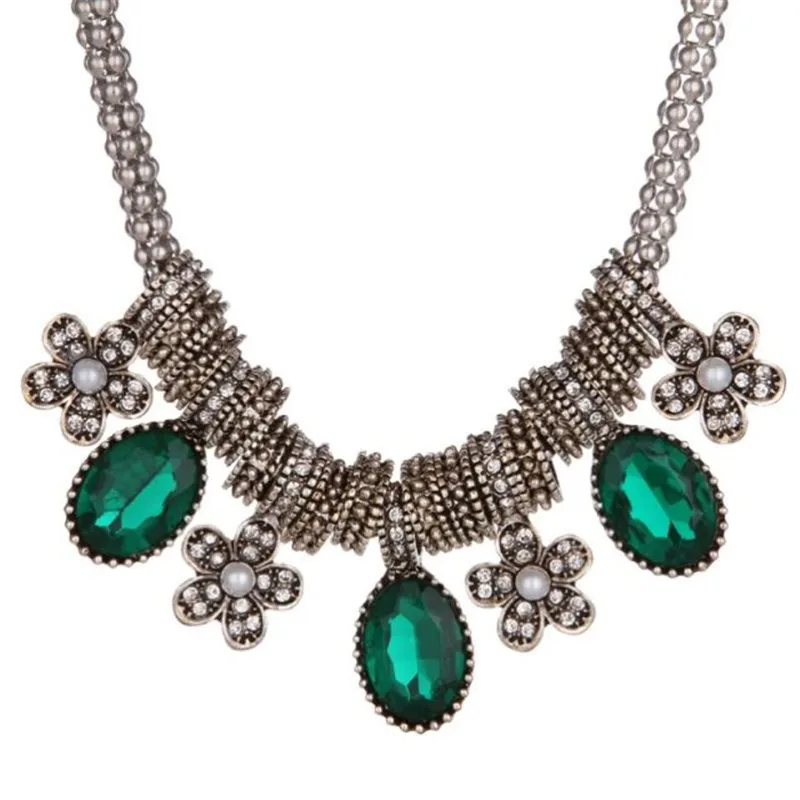 

Exaggerated Rhinestone Pendants Necklaces Colorful Waterdroop Women Torques Statement Necklace NT057