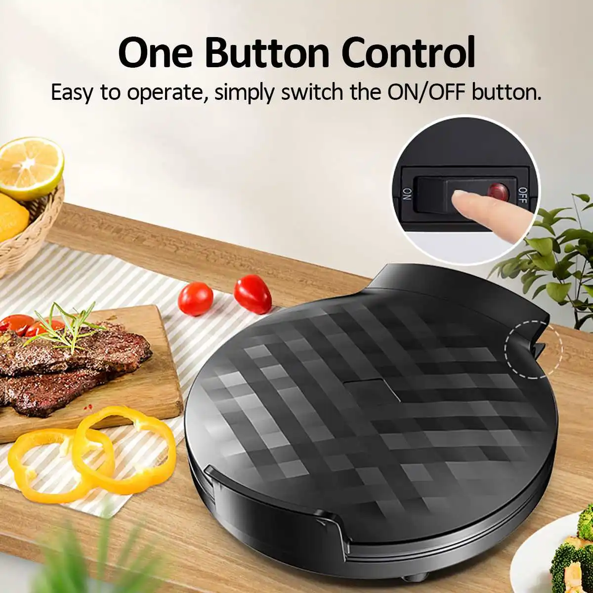  1200W Electric Griddle Pizza Maker Table Top Grill Barbecue Nonstick Grilled Meat Pan Electric Gril - 33045672088