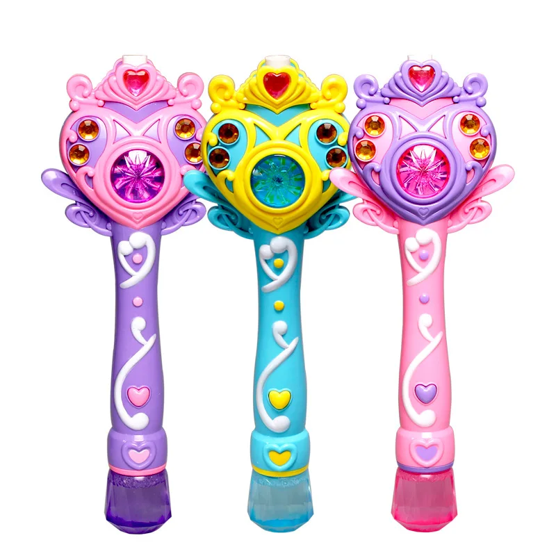 [Новинка] принцесса полностью автоматическая электронная машина пузыря волшебная палочка музыка и светильник пузырьковый пистолет игрушки Детские вечерние подарок для девочек