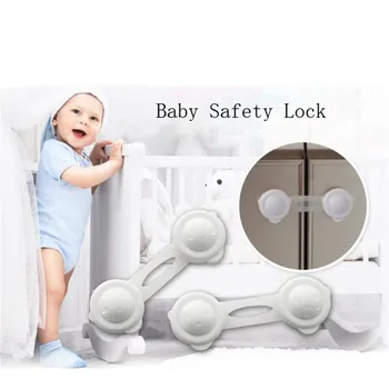 

White Kitchen Cabinet Cupboard Slide Lock Child Baby Door Handles Safety Sliding Lock Safe Furniture Protect Lock