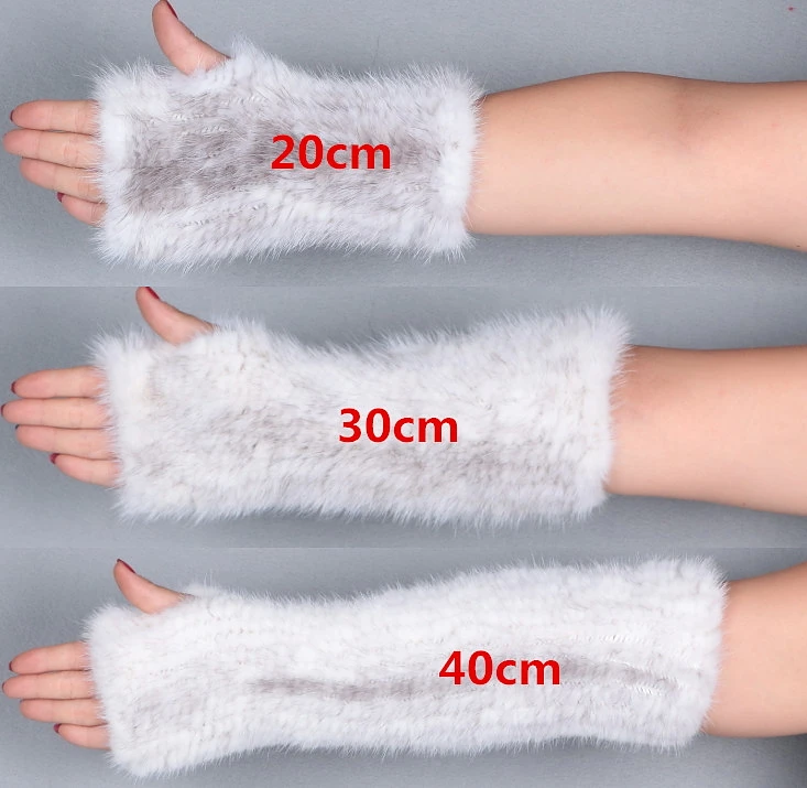 Winter Warm Knitted Gloves For Women Genuine Mink Fur Fingerless Gloves Female Real fur Gloves 20CM-50CM long  (18)