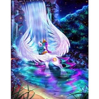 Ceny 5D Cartoon Jednorożec Diy Diament Mozaika Diament Haftowany Obraz Diament Malarstwo Cross Stitch Home Decor