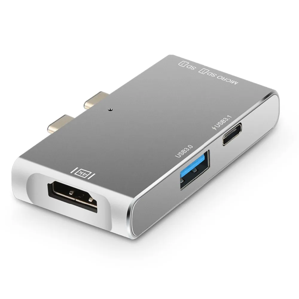 USB C док-станция для ноутбука 5 в 1 Тип C концентратор преобразования до 4 K HDMI USB3.0 MicroSD/считыватель SD карт совместим с MacBook Pro