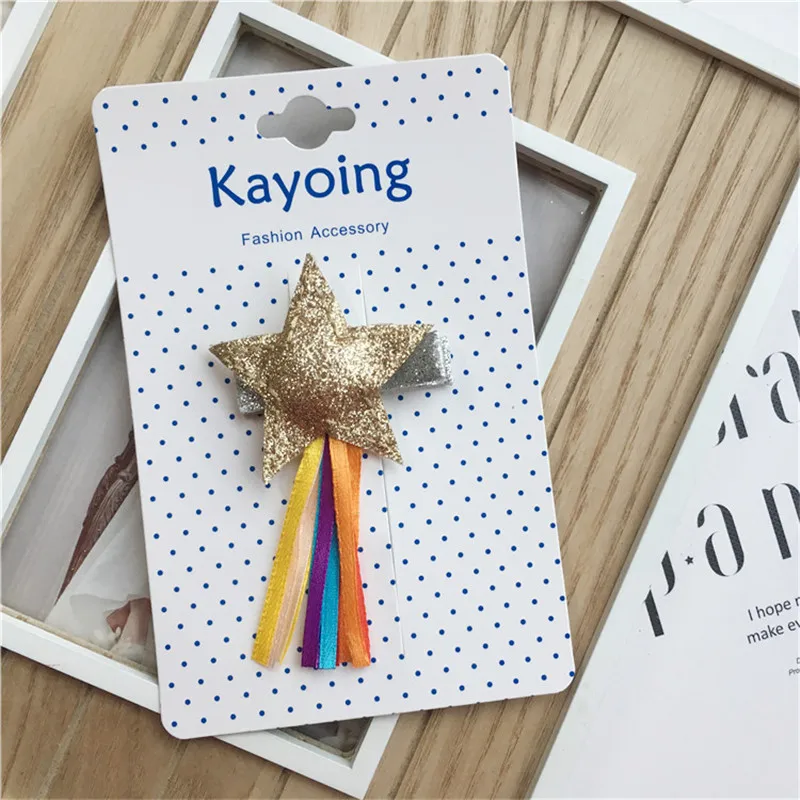 12 шт./лот без шнуровки хлопковая подкладка блестящая Звезда кисточки заколки для