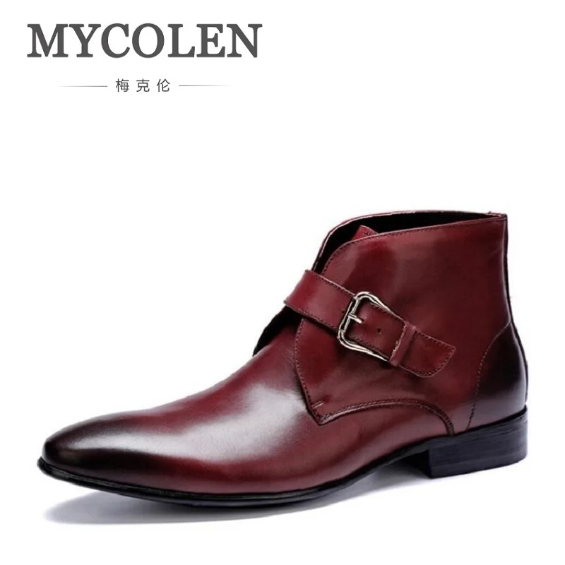 Dos Mycolen De Botas Macio Preta Fivela Ankle Sapatas Luxo Vinho Confortáveis vermelho Designer Homens Preto Marca Boots Moda Couro n1nSX5Wqpx