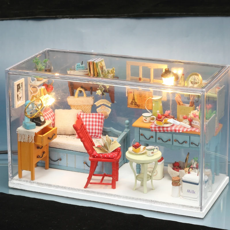 Милая комната DIY Кукольный дом миниатюрный деревянный кукольный домик миниатюрная игрушечная мебель дом кукольные игрушки на Рождество и день рождения подарок