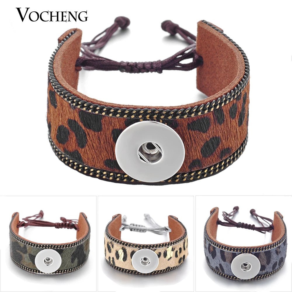 Vocheng Snap Charms Button Bracelet 4 Colors 18mm Laceup Genuine