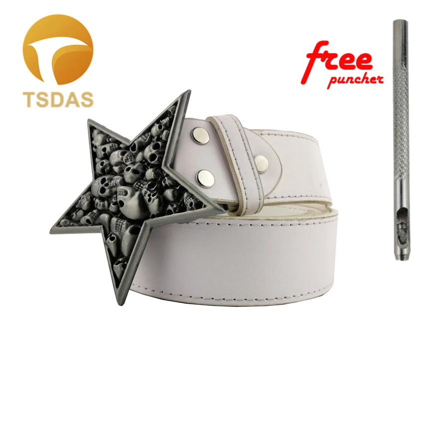 

Free Shipping Pentagram Skulls Logo Cowboy Belt Buckle Metal Luxury Mens Pin Buckle Designer Christmas Gift