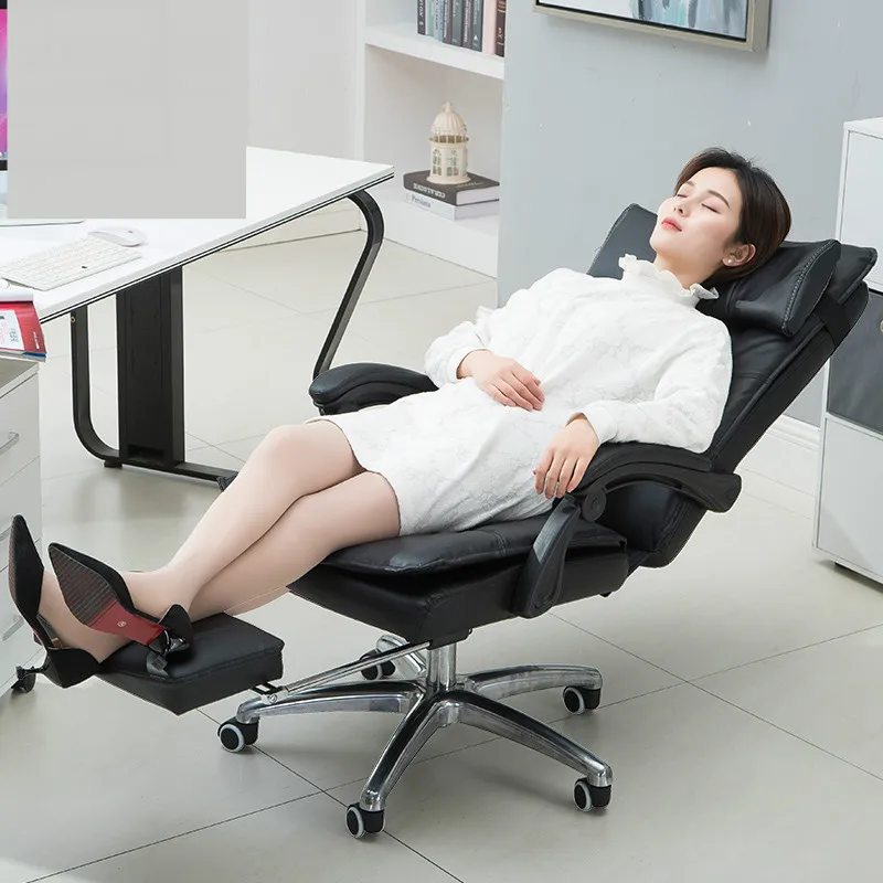 Genuine Leather Computer Boss Chair Home Synthetic Leather Office Chair Swivel Lifting Gaming Chair