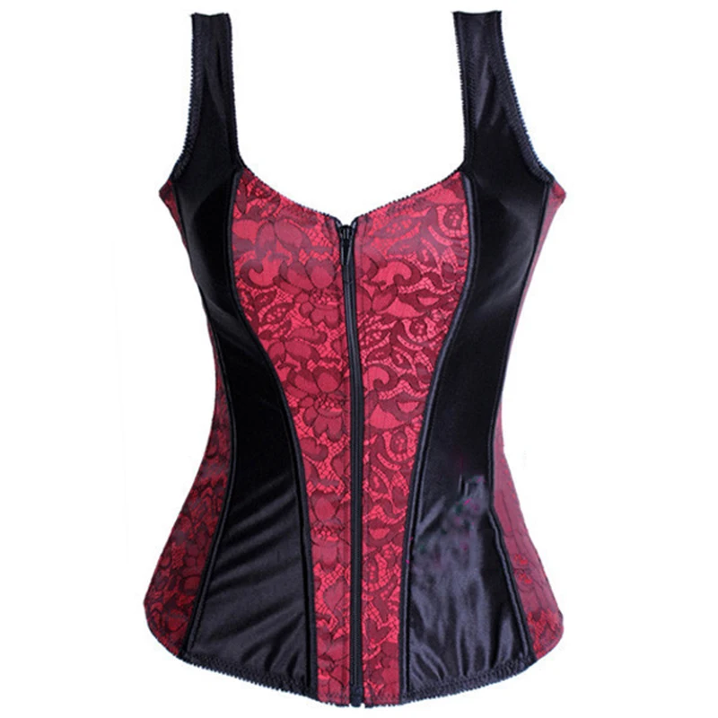 Waist fashion Corset Lace Satin Stitching Zipper Halter Corsets Body