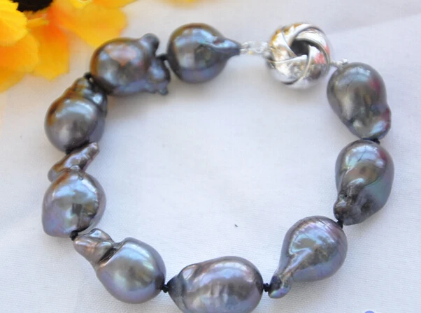 

FREE SHIPPING>>>@@ > 01293 BLACK BAROQUE KESHI REBORN PEARL BRACELET