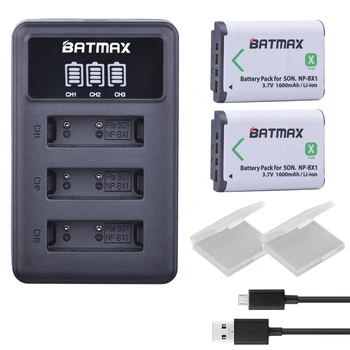 2Pcs NP-BX1 NP BX1 battery NPBX1 Battery +LED 3 Slots USB Charger for Sony NP-BX1 HDR-AS200v AS20 AS15 AS100V RX100 X1000V WX350 as15 hf as15 hg as15 f as15 g