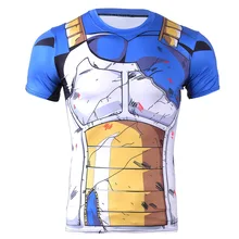 2016 New Fashion Compression Men T-shirt Blue Dragonball Character T-shirt Hand-painted Muscle Machine for Mens Top S-4XL