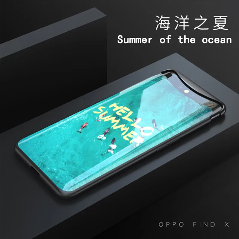 Найти X чехлы чехол для OPPO Найти X чехол для телефона 360 бампер полное заднее покрытие роскошный чехол Ультратонкий чехол для OPPO FindX корпус - Цвет: summer of Ocean