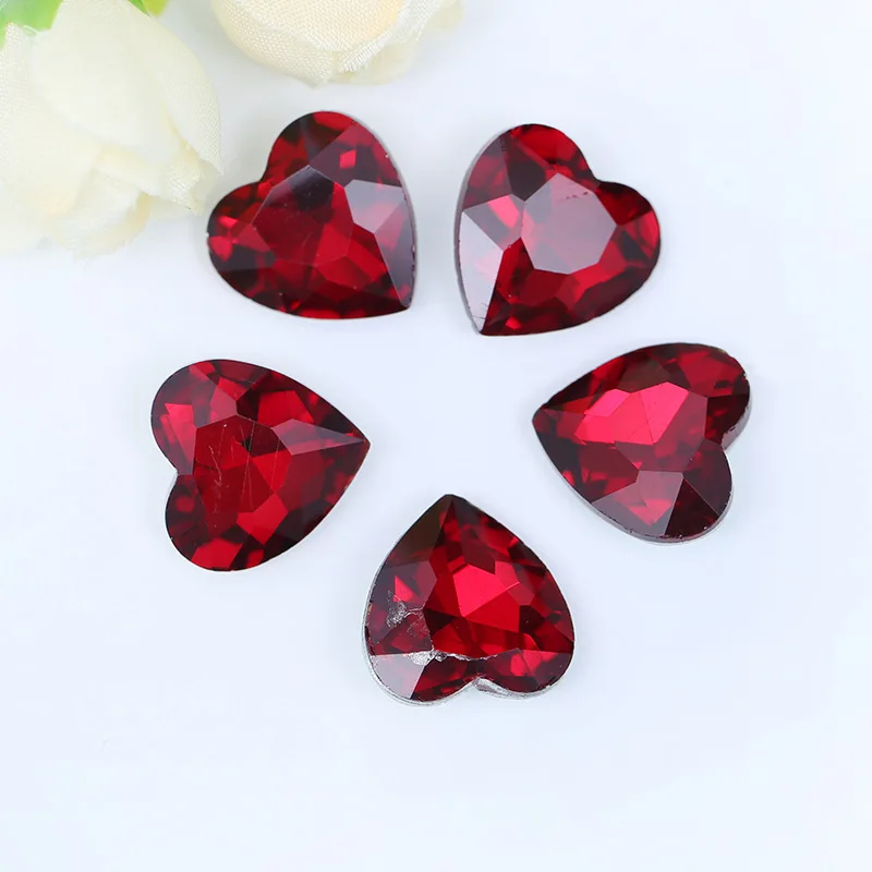 

New Fashion 8/10/12/14MM Glass Crystal Various Colors Mix Heart Shape Glue On Rhinestone Beads Handicraft For DIY Phone Cover